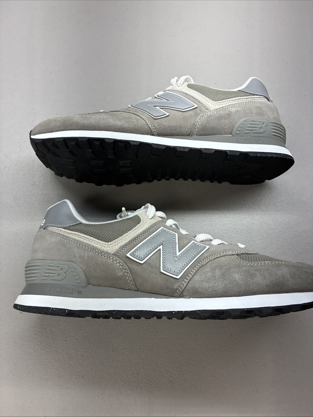 New Balance 574 Grey White Suede Sneakers ML574EVG Men’s Size 12 D
